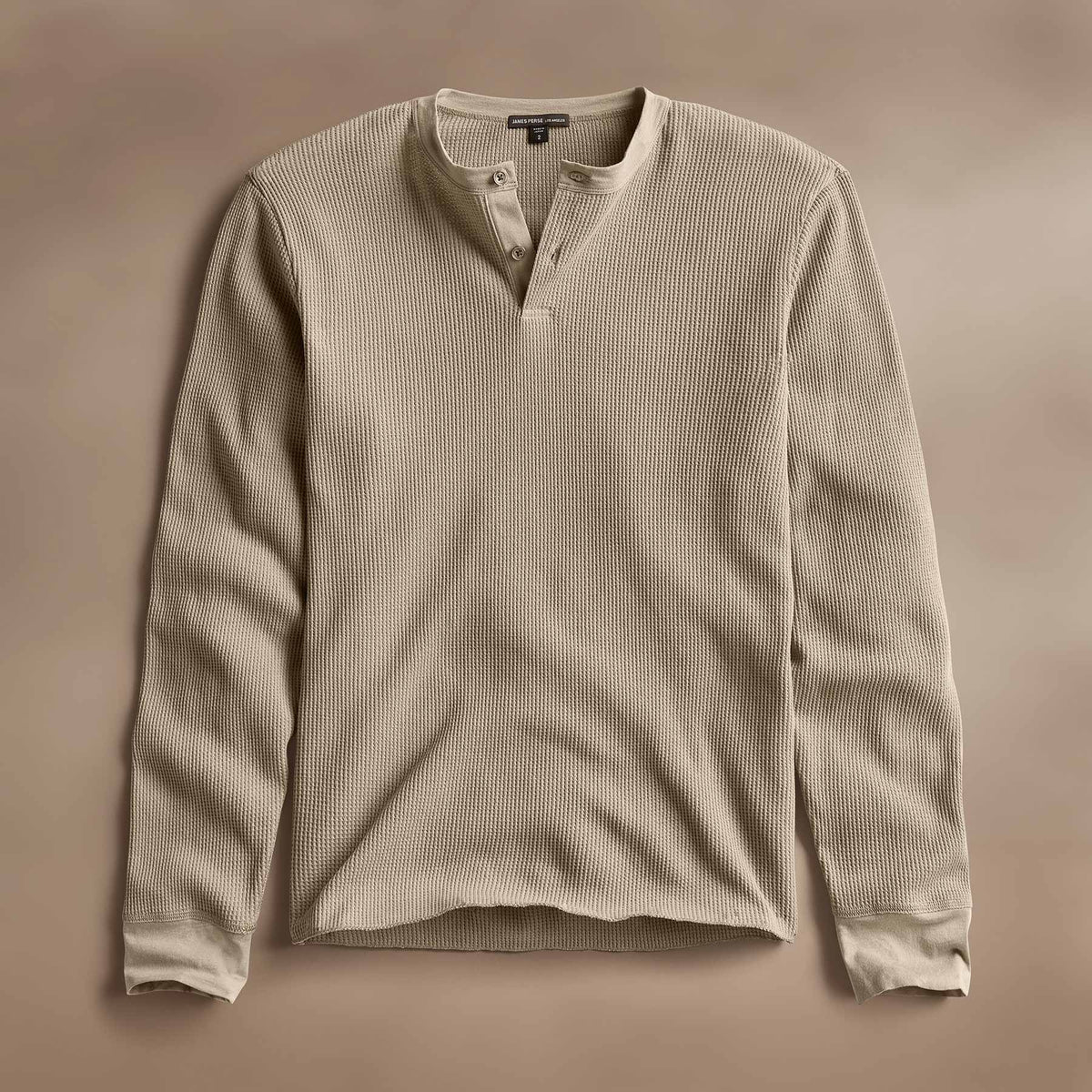 Cotton Lnn Thermal Long Sleeve Henley in Overcast | James Perse Los Angeles