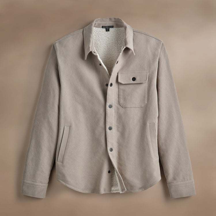 Cotton Moleskin Shirt Jacket  in Light Tan | James Perse Los Angeles