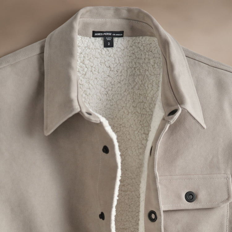 Cotton Moleskin Shirt Jacket  in Light Tan | James Perse Los Angeles