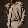 Cotton Moleskin Shirt Jacket in Light Tan | James Perse Los Angeles