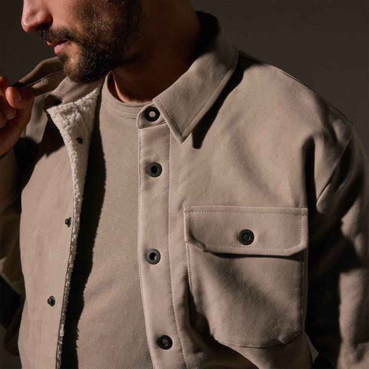 Cotton Moleskin Shirt Jacket in Light Tan | James Perse Los Angeles