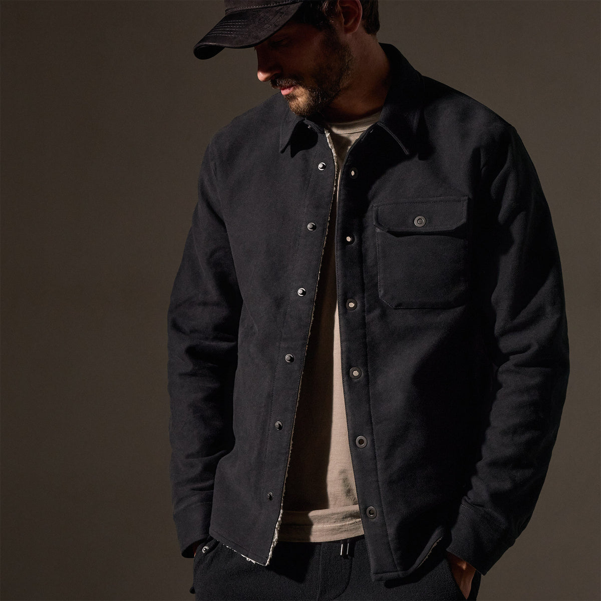 Cotton Moleskin Shirt Jacket in Magma | James Perse Los Angeles