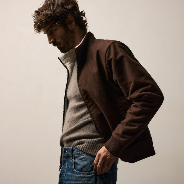 Cotton Moleskin Flight Jacket in Porcupine | James Perse Los Angeles