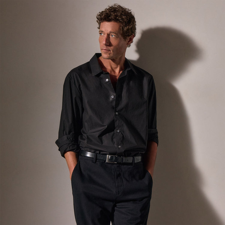Stretch Poplin Shirt in Black | James Perse Los Angeles