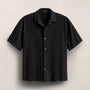 Oversized Stretch Poplin Short Sleeve Shirt in Black | James Perse Los Angeles