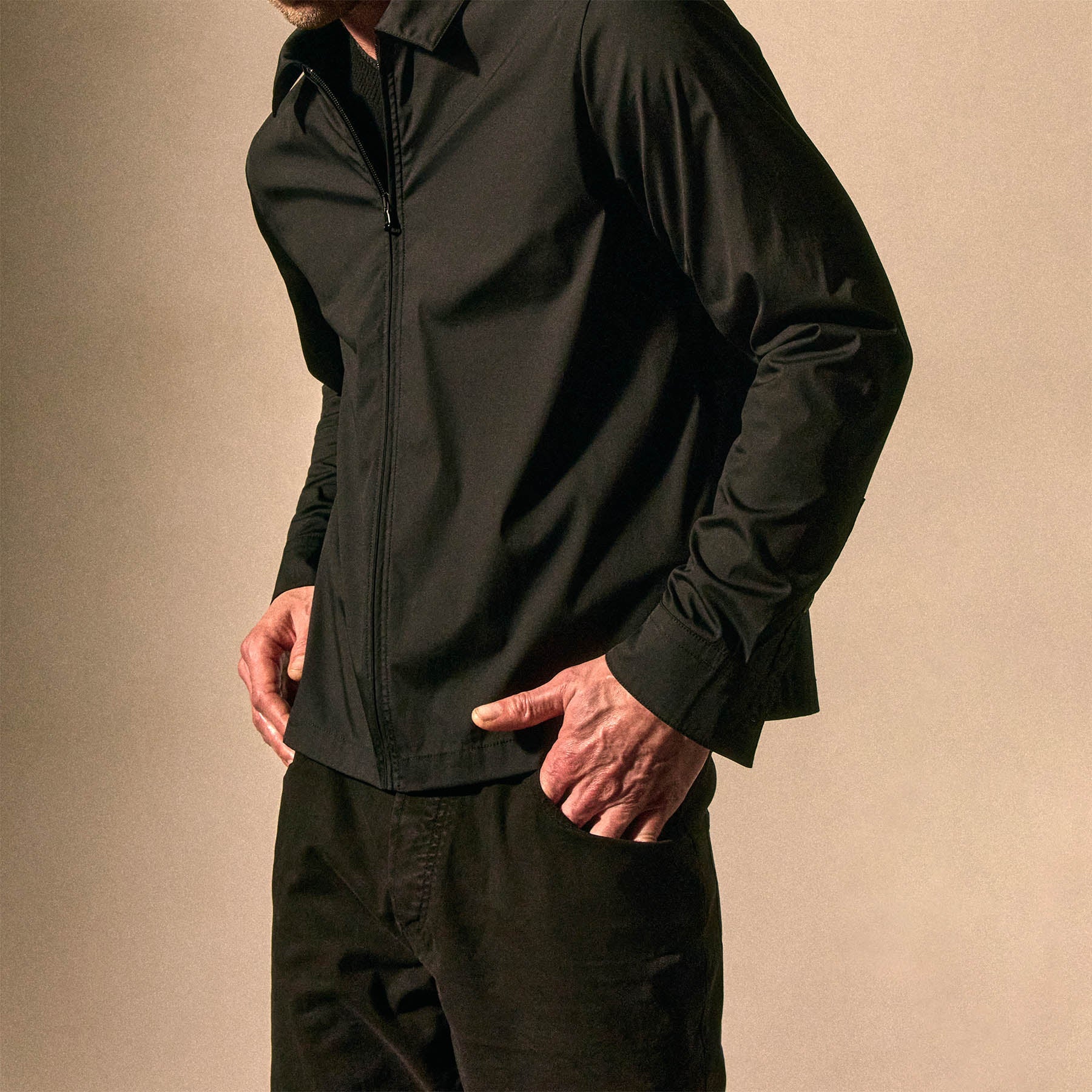 Zip Up Shirt - Black