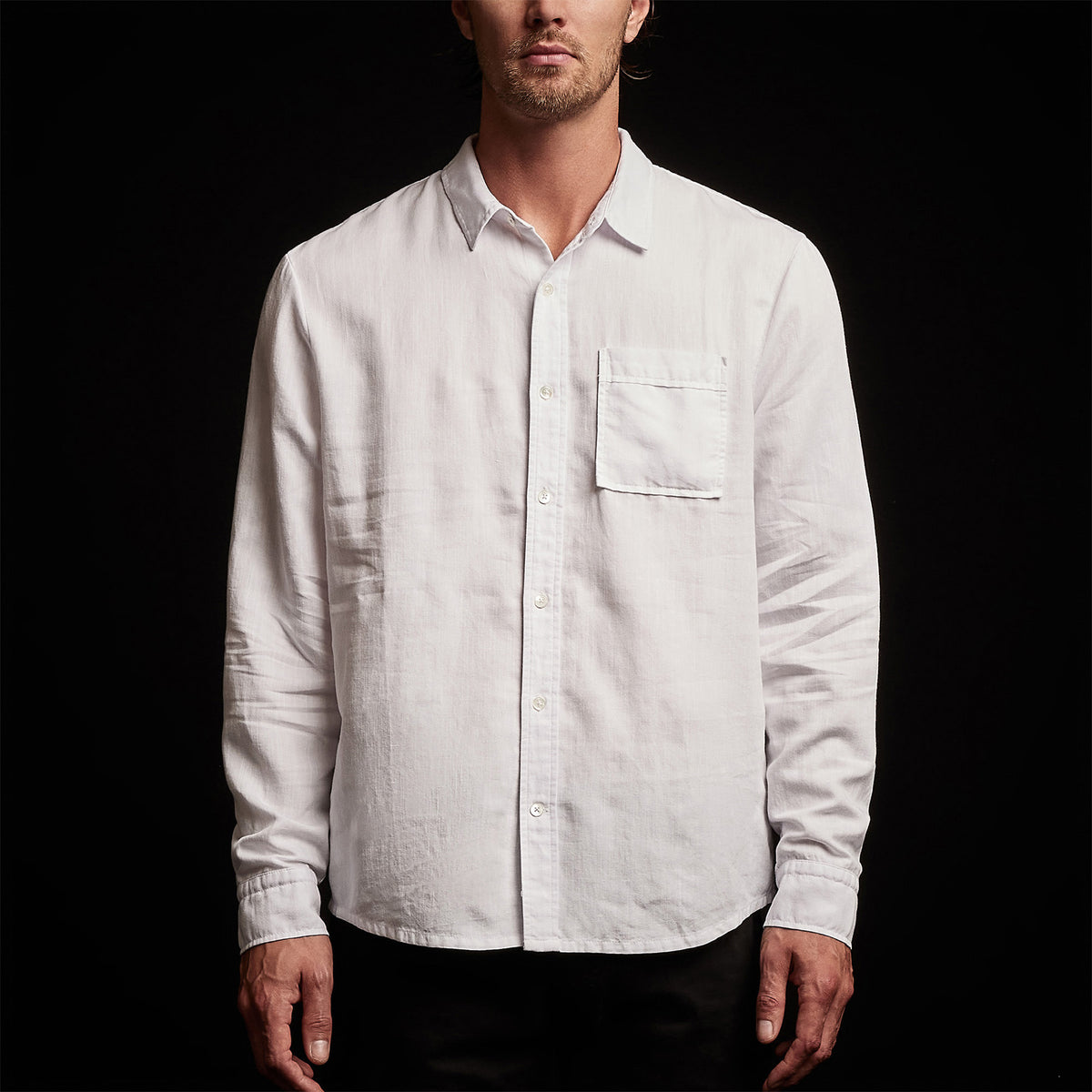 Cotton Linen Twill Classic Fit Shirt in White | James Perse Los Angeles