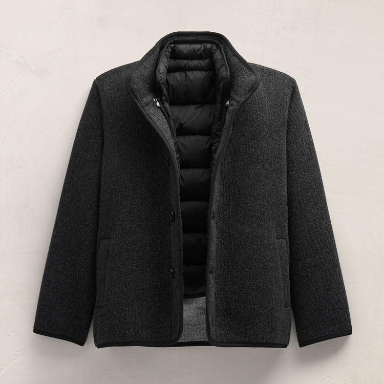 Double Faced Wool Jacket in Coal/Black | James Perse Los Angeles