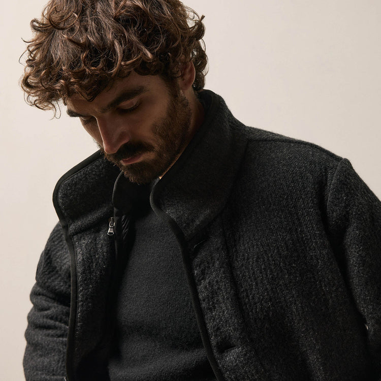 Double Faced Wool Jacket in Coal/Black | James Perse Los Angeles