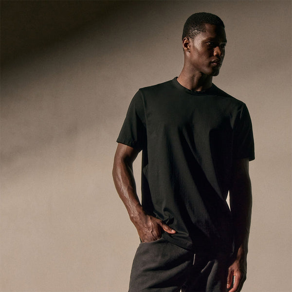 Lotus Jersey Double Ply Crew in Black | James Perse Los Angeles
