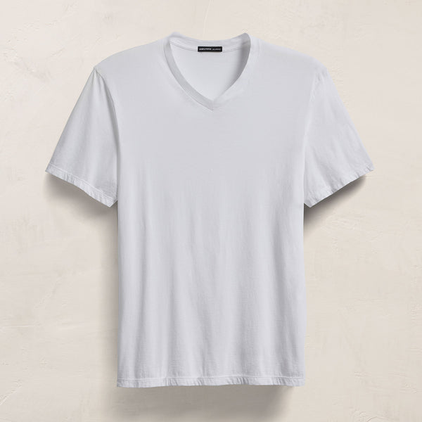 Luxe Lotus Jersey V Neck - White