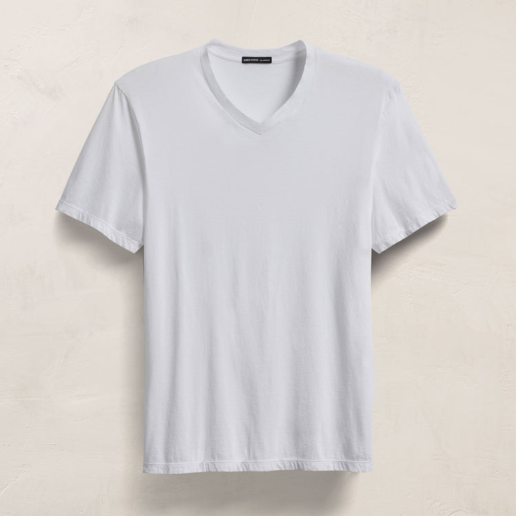 Luxe Lotus Jersey V Neck - White