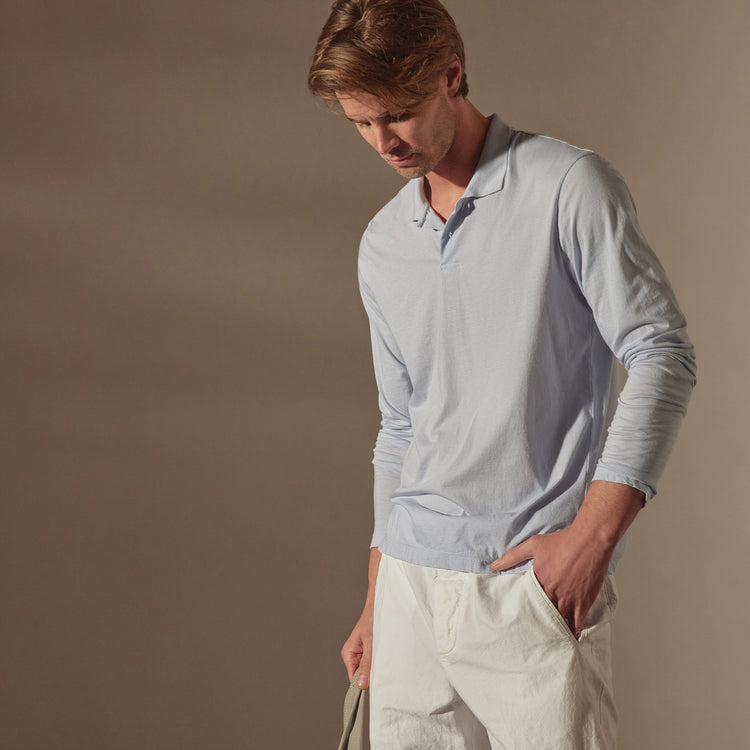 Luxe Lotus Jersey Polo in Open Sky | James Perse Los Angeles