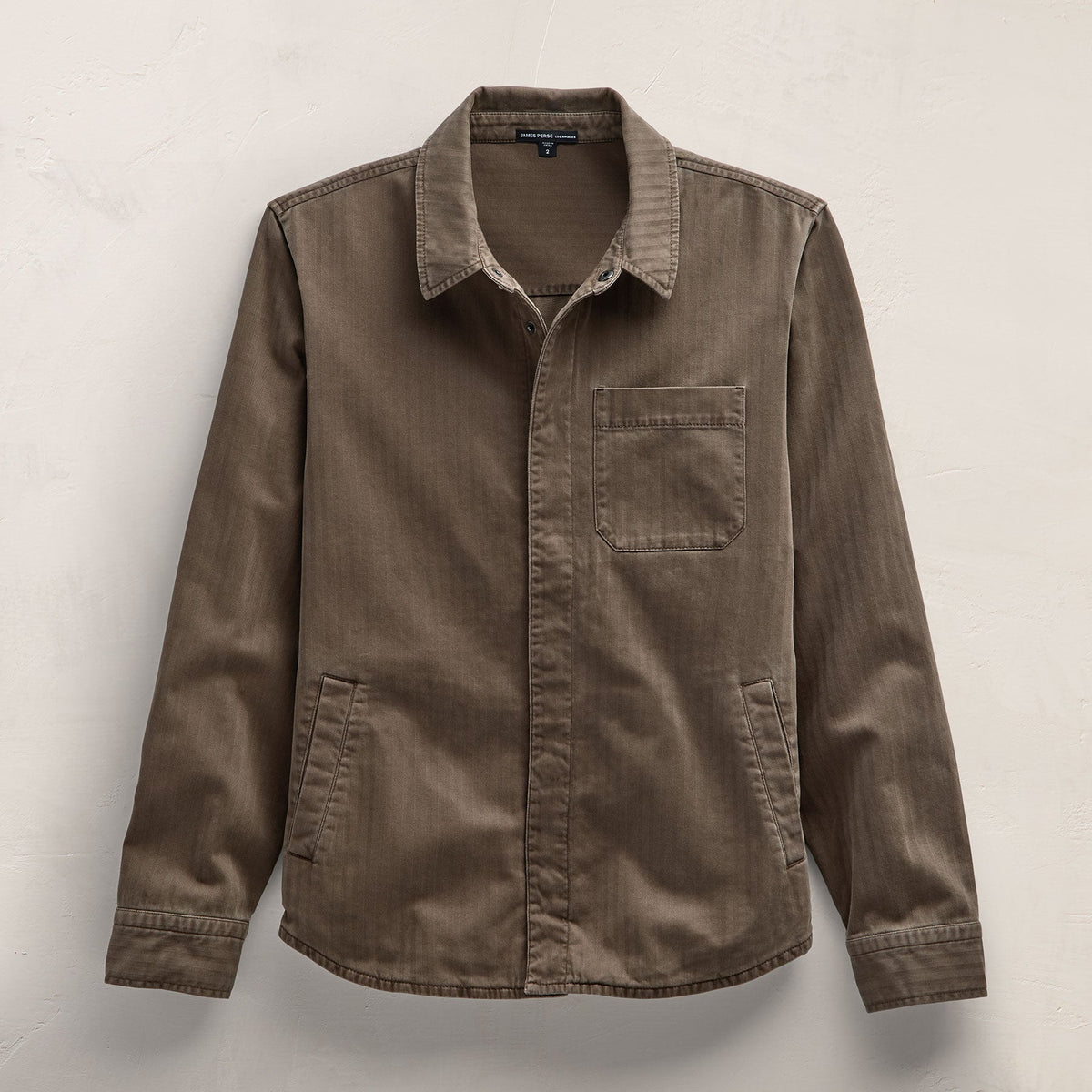 Herringbone Twill Shirting in Caribou Pigment | James Perse Los Angeles