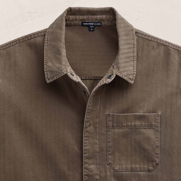 Herringbone Twill Shirting in Caribou Pigment | James Perse Los Angeles