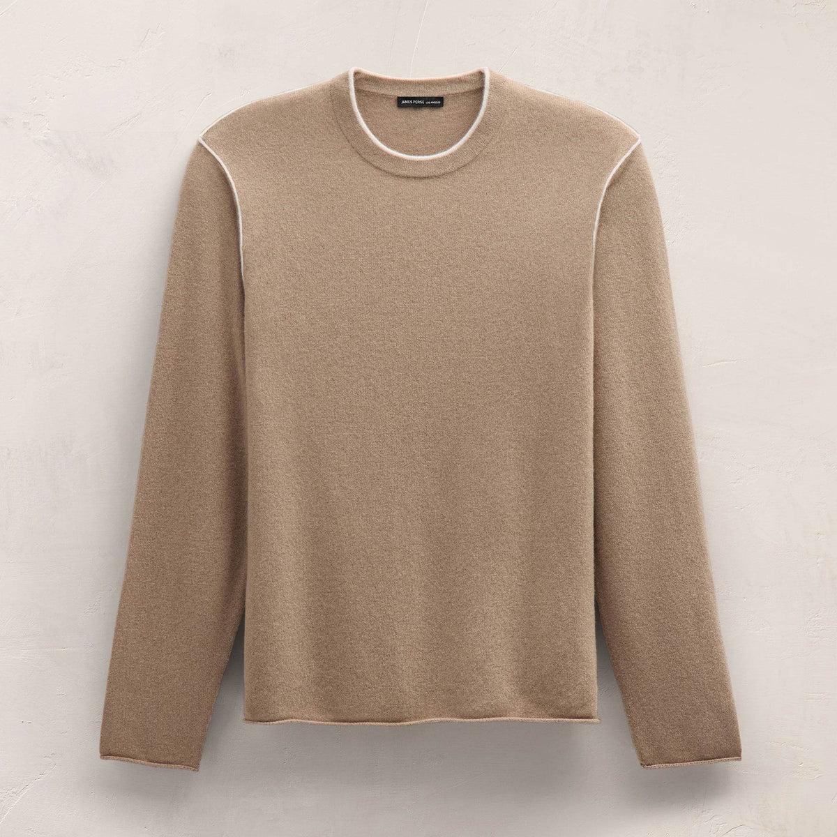 Italian Spun Cashmere Crewneck in Coffee/Stucco | James Perse Los Angeles