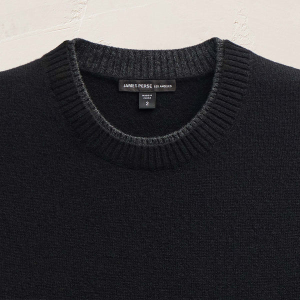 Italian Spun Cashmere Crew in Black/Anthracite | James Perse Los Angeles