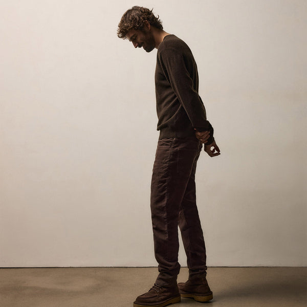 Contrast Trim Cashmere Crew in Kona/Black | James Perse Los Angeles