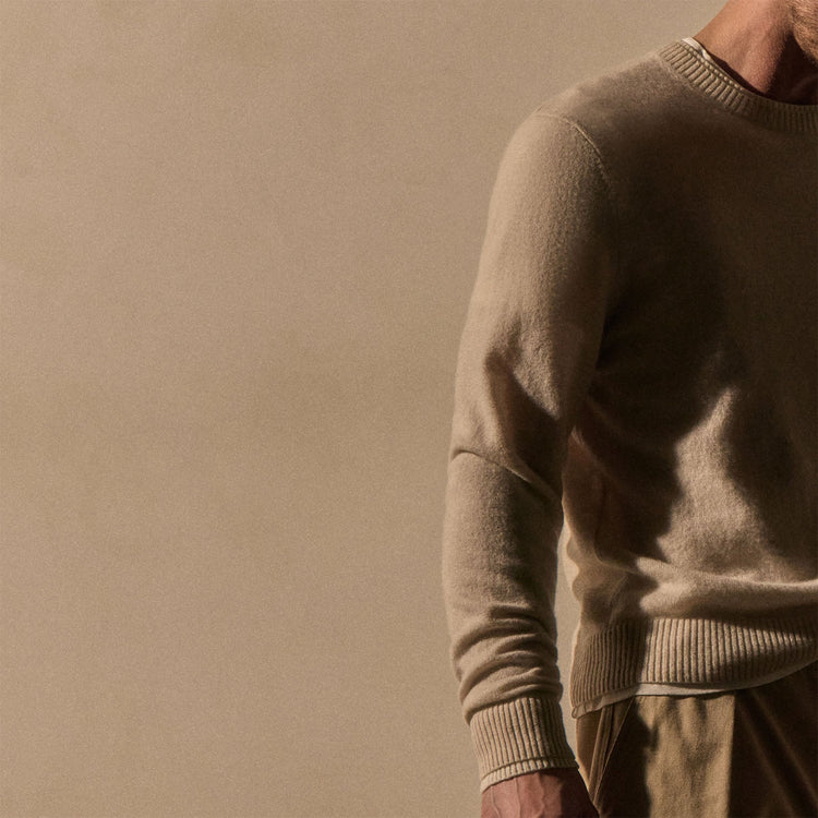 Italian Spun Cashmere Crew in Stucco/Ivory | James Perse Los Angeles