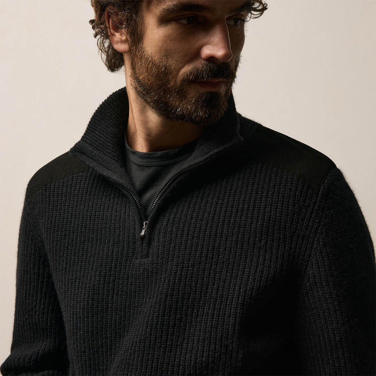 Italian Spun Cashmere Half Zip in Black | James Perse Los Angeles
