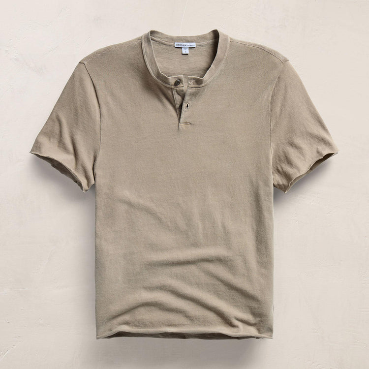 Slub Jersey Short Sleeve Henley in Overcast Pigment | James Perse Los Angeles