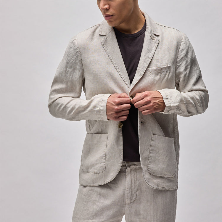 Garment Dyed Linen Blazer in Salt Pigment | James Perse Los Angeles