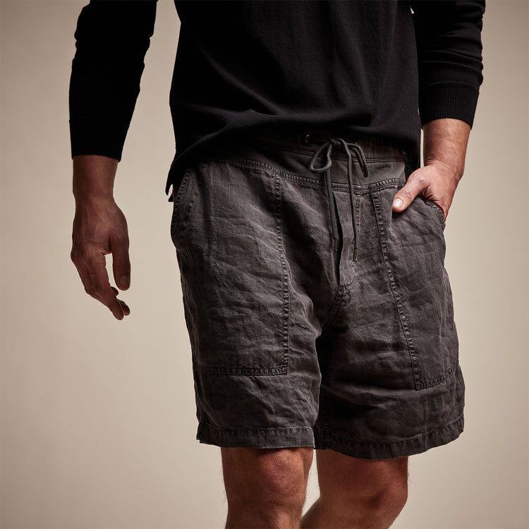 Utility Linen Short in Magma Pigment | James Perse Los Angeles