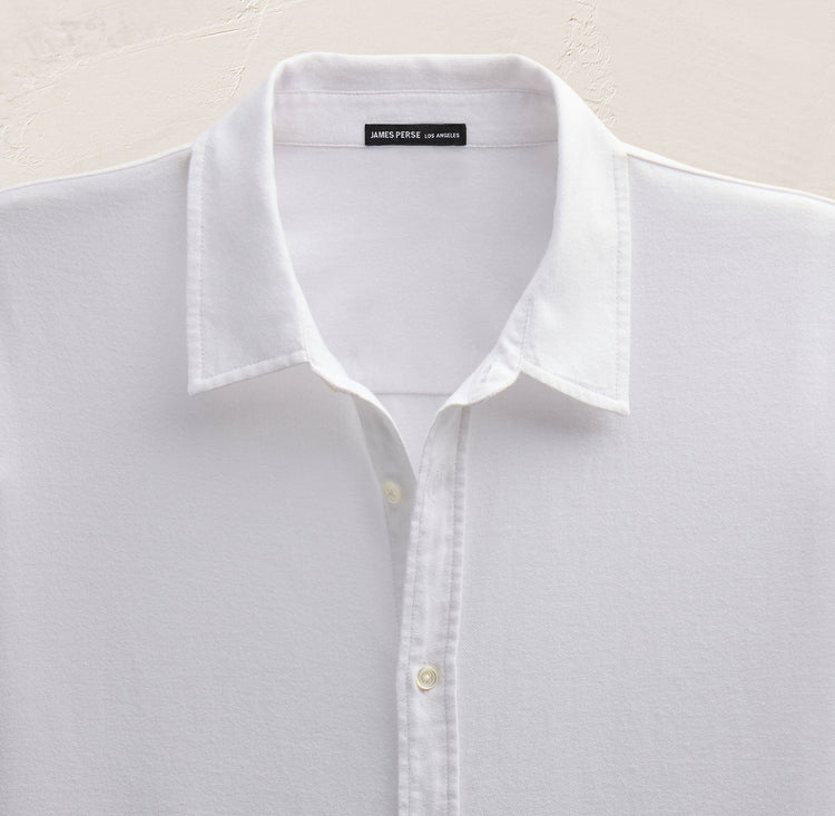 Refined Cotton Flannel Shirting in White | James Perse Los Angeles