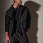 Linen Blend Zip Front Hoodie in Black | James Perse Los Angeles