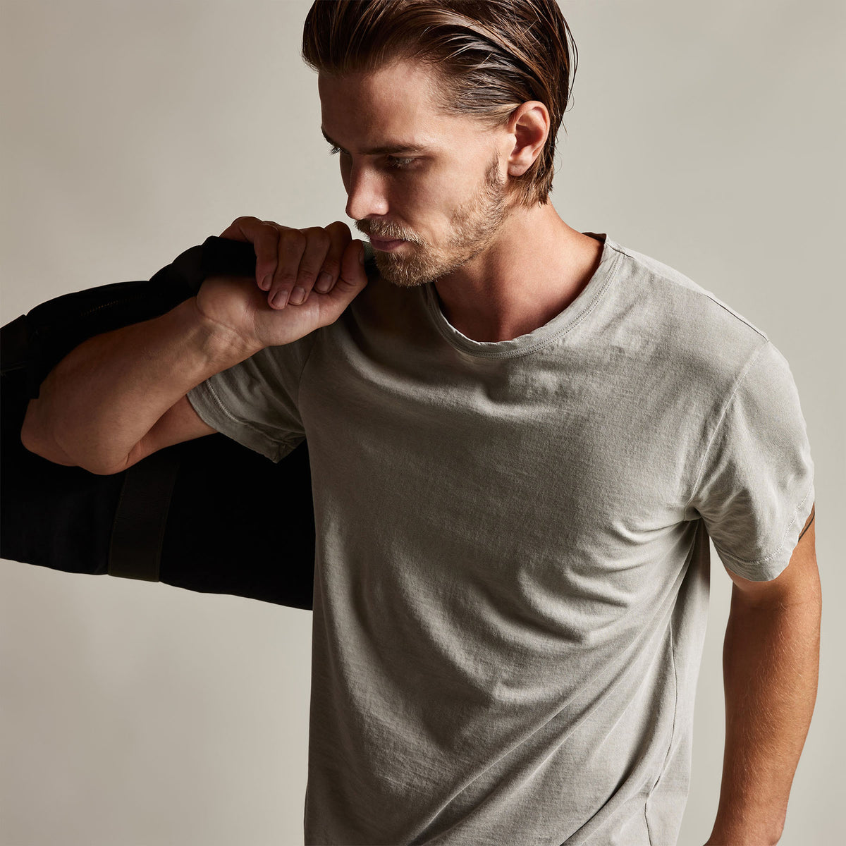 Short Sleeve Crew Neck in Dapple Pigment | James Perse Los Angeles