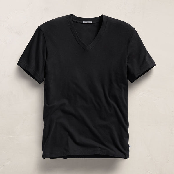 Short Sleeve V Neck in Black | James Perse Los Angeles