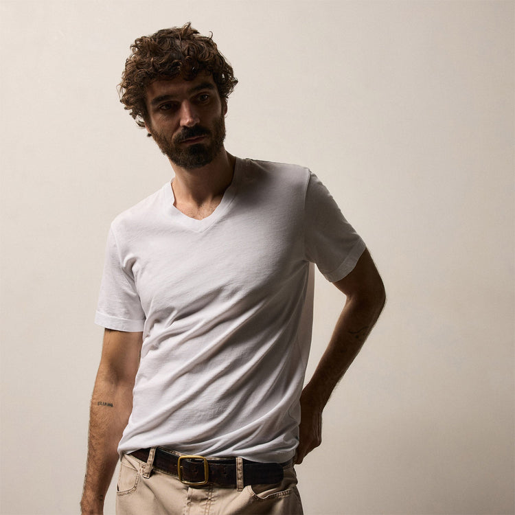 Short Sleeve V Neck in White | James Perse Los Angeles