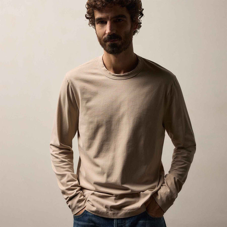 Heavy Luxe Jersey Long Sleeve in Stone | James Perse Los Angeles