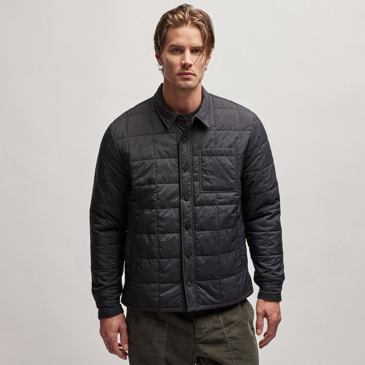 Quilted Shirt Jacket in Black | James Perse Los Angeles