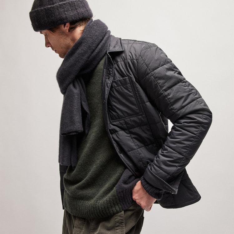 Quilted Shirt Jacket in Black | James Perse Los Angeles