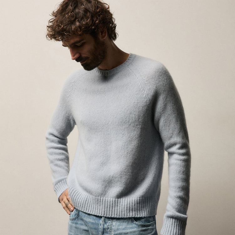 Lightweight Textured Cashmere Crew in Pale Blue | James Perse Los Angeles