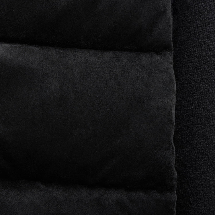 Suede Front Zip Up Sweater in Black | James Perse Los Angeles