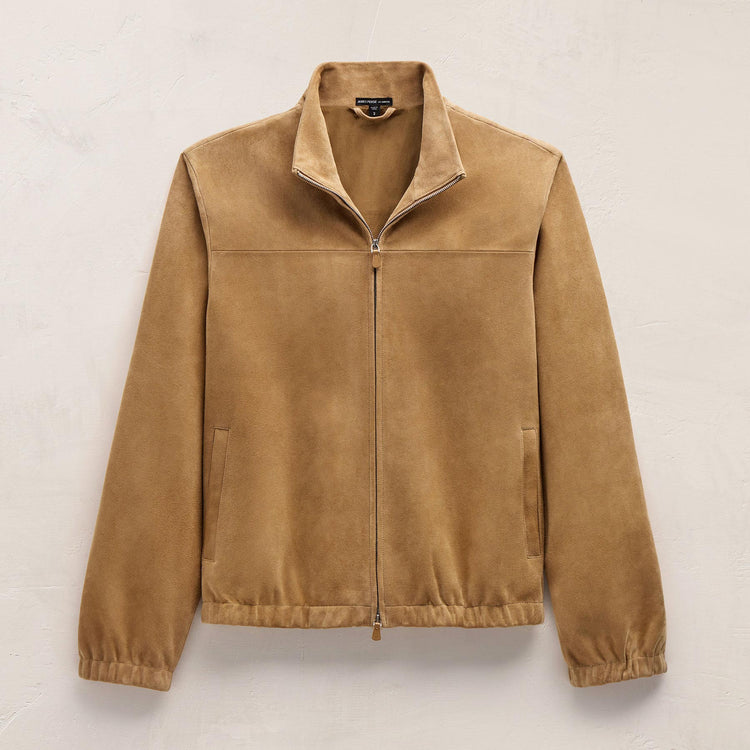 Suede Bomber Jacket in Sand | James Perse Los Angeles