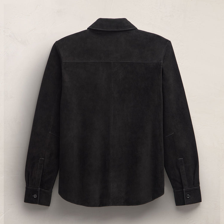Suede Western Shirt in Black | James Perse Los Angeles