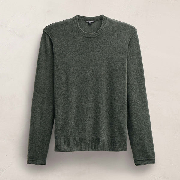 Soft Featherweight Cashmere Crew in Dark Olive | James Perse Los Angeles