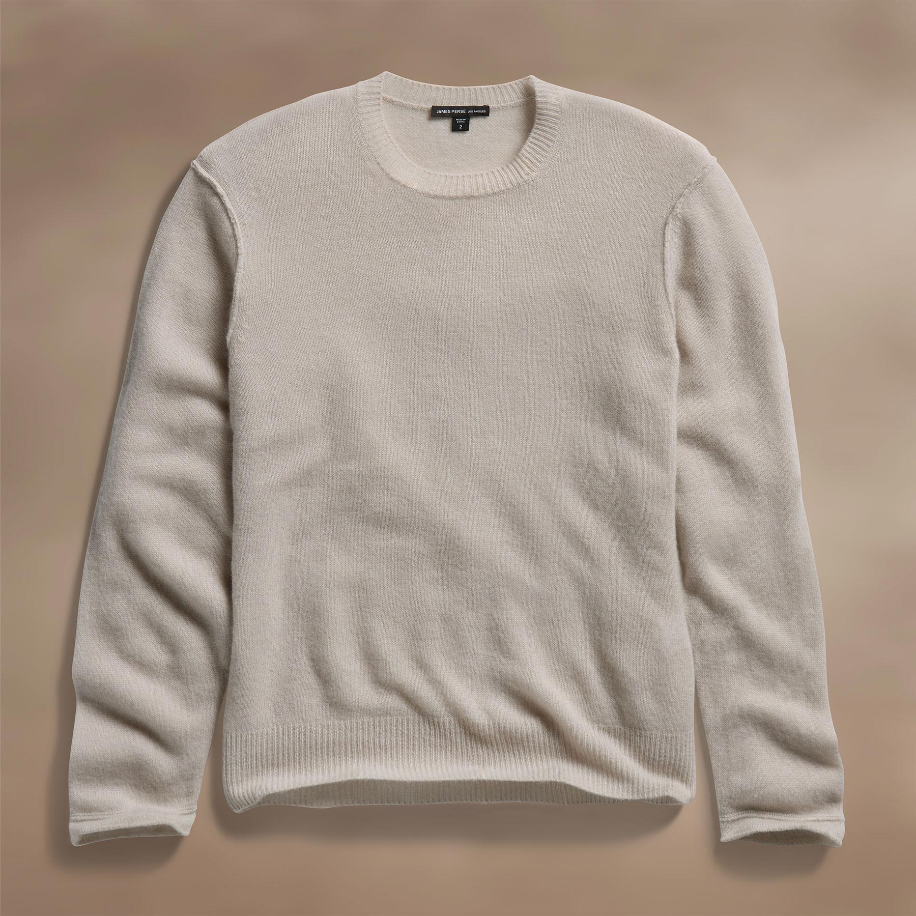 Soft Featherweight Cashmere Crew in Tan | James Perse Los Angeles