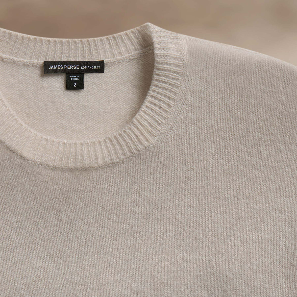 Soft Featherweight Cashmere Crew in Tan | James Perse Los Angeles