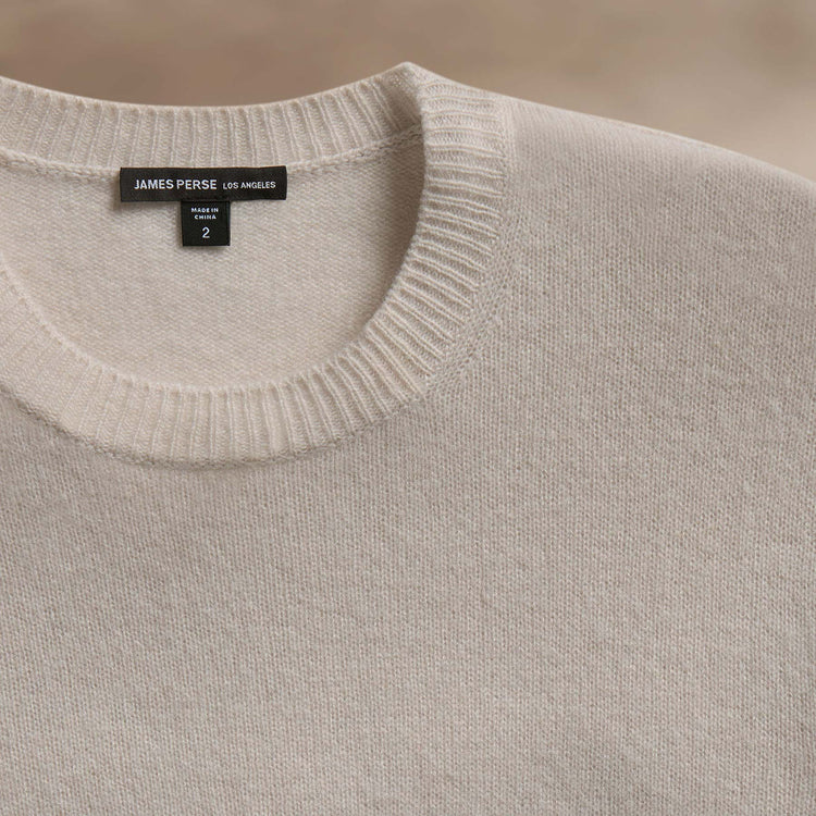 Soft Featherweight Cashmere Crew in Tan | James Perse Los Angeles