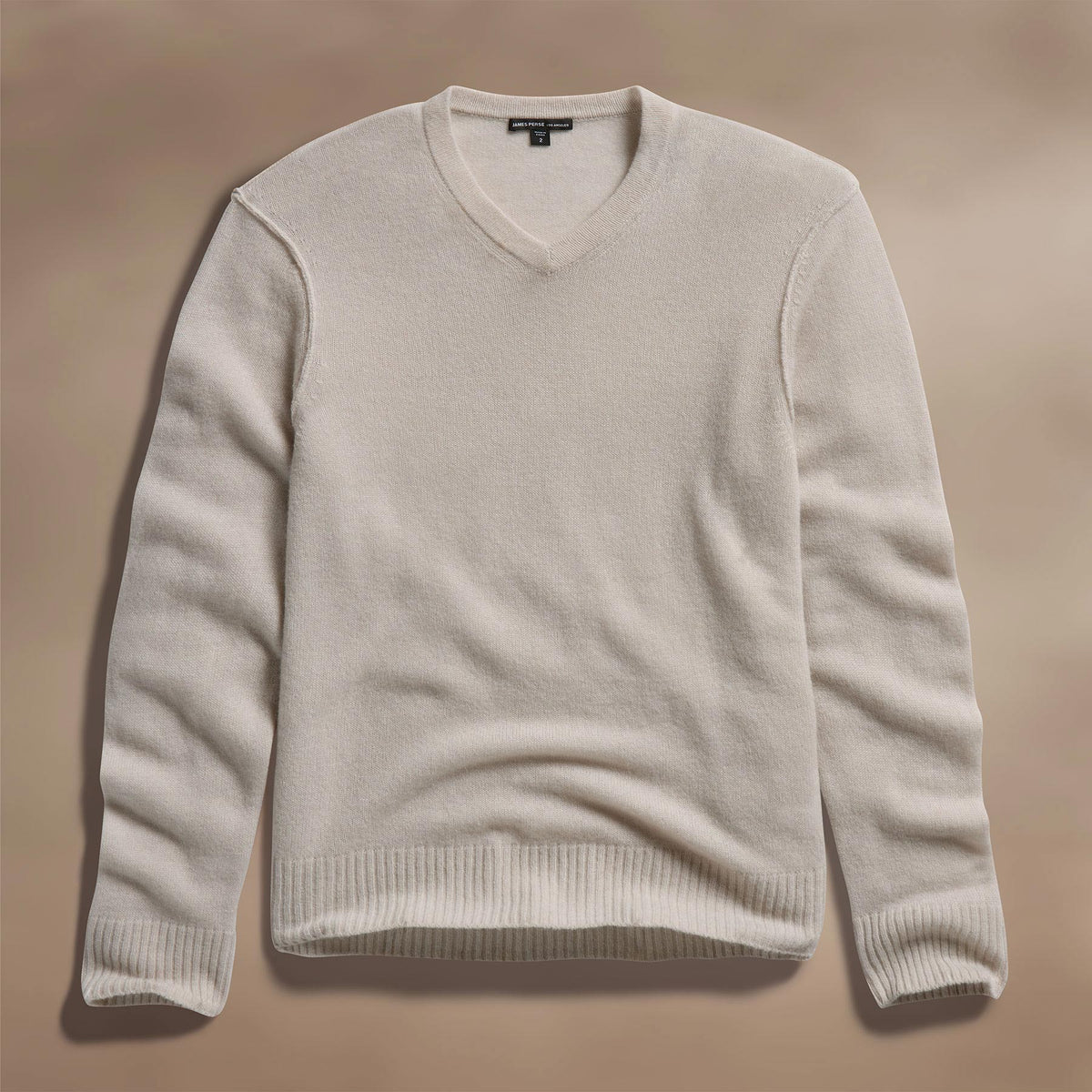 Soft Featherweight Cashmere V Neck in Tan | James Perse Los Angeles