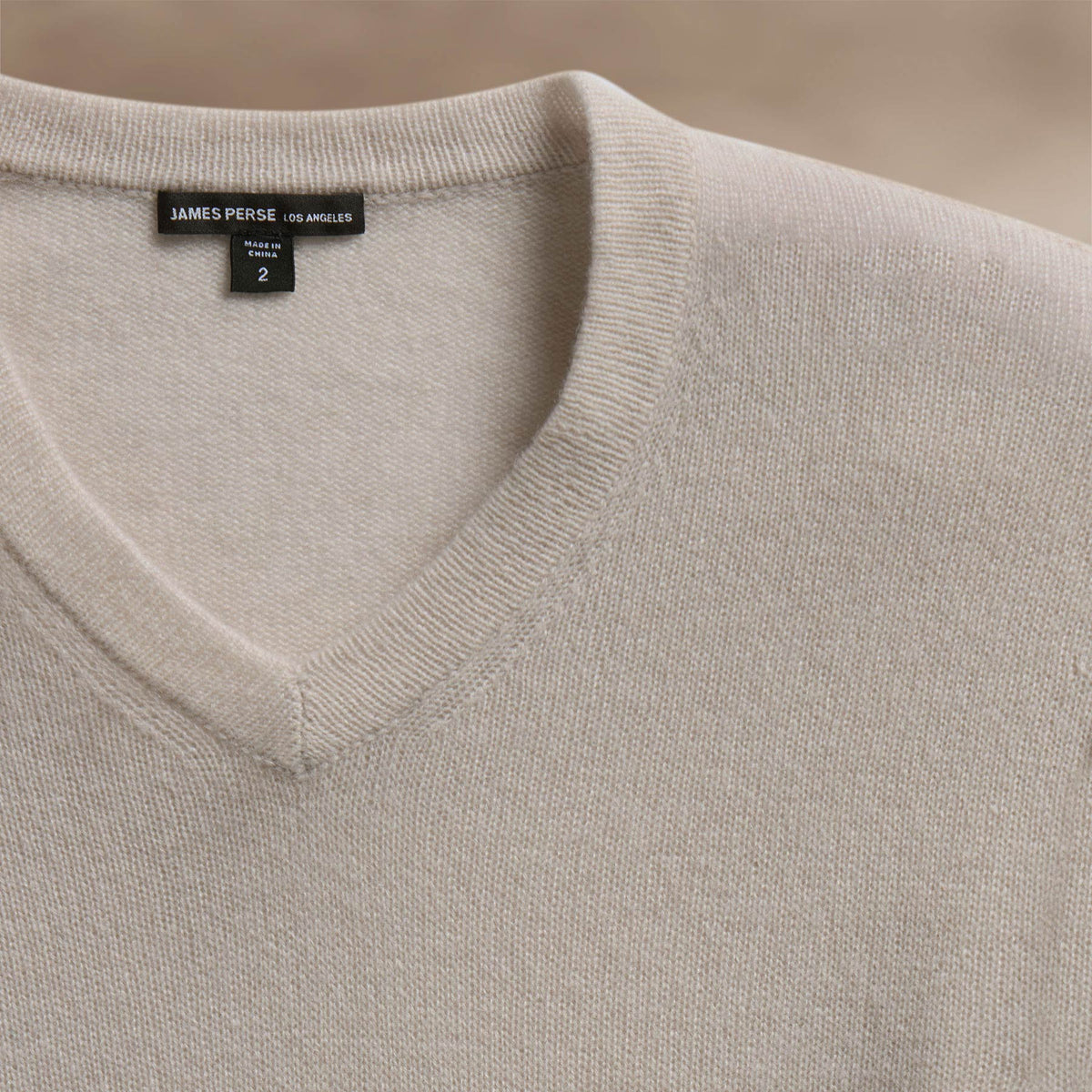 Soft Featherweight Cashmere V Neck in Tan | James Perse Los Angeles