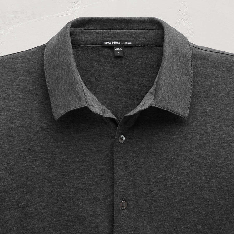 Performance Supima Pique Shirt in Black | James Perse Los Angeles