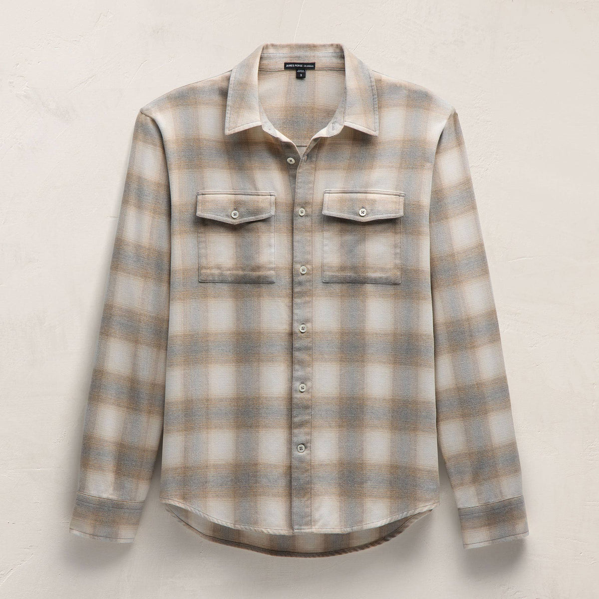 Soft Flannel Plaid Shirt in Natural Plaid | James Perse Los Angeles