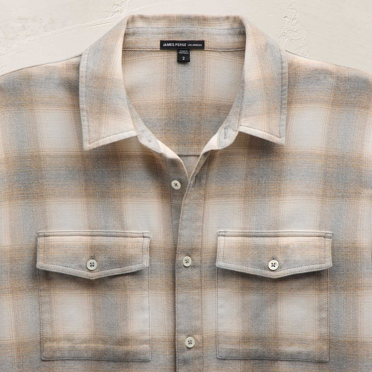 Soft Flannel Plaid Shirt in Natural Plaid | James Perse Los Angeles