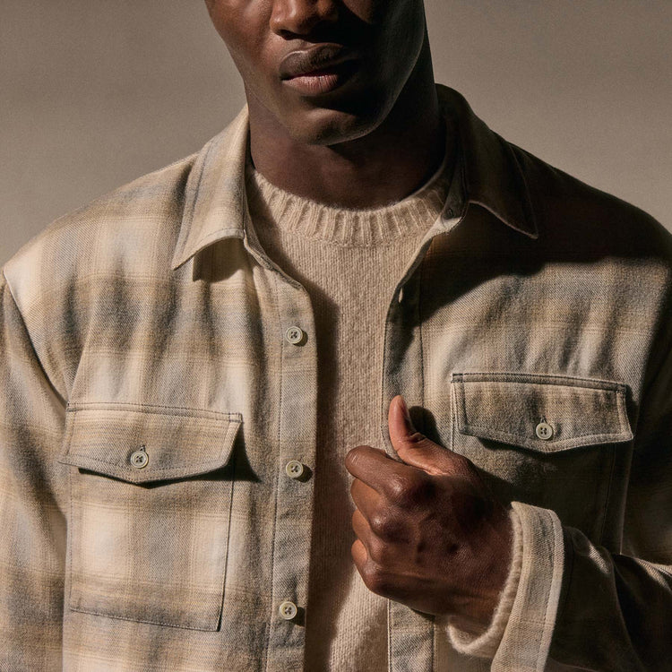 Soft Flannel Plaid Shirt in Natural Plaid | James Perse Los Angeles