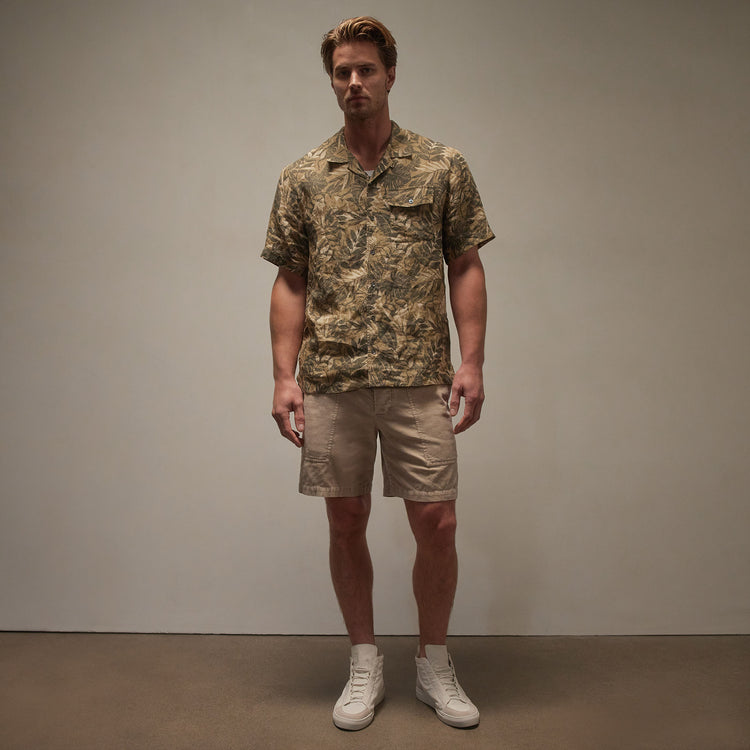 Printed Linen Short Sleeve in Palm Print | James Perse Los Angeles